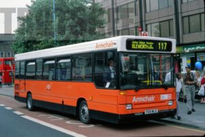 35mm Colour Slide Armchair Dennis Dart  P28MLE at London in 1996