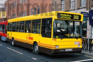 35mm Colour Slide Buslines Dennis Dart  P628CGM at London in 1996