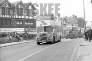 35mm Black and White Negative GMPTE  Class Leyland Titan 3279 AEK10B at Wigan in 1976