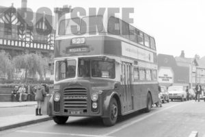 35mm Black and White Negative GMPTE  Class Leyland Titan 3271 AEK2B at Wigan in 1976