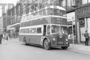 35mm Black and White Negative GMPTE  Class Leyland Titan 3215 GJP12 at Wigan in 1976