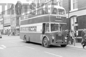 35mm Black and White Negative GMPTE  Class Leyland Titan 3201 EJP501 at Wigan in 1976