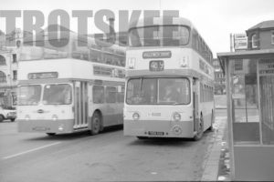 35mm Black and White Negative GMPTE  Class Daimler Fleetline 6320 TEN120 at Bury in 1976