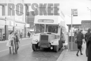 35mm Black and White Negative GMPTE  Class Leyland Titan 6387 FEN587E at Bury in 1976
