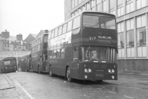 35mm Black and White Negative Hyndburn Leyland Atlantean 21 CTC173J at Accrington in 1977