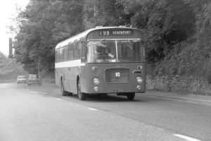35mm Black and White Negative Trent Bristol RE 340 SJA355K at New Mills  in 1978