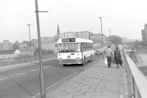 35mm Black and White Negative T.M.S. Leyland Leopard  OGR635P at Durham in 1978