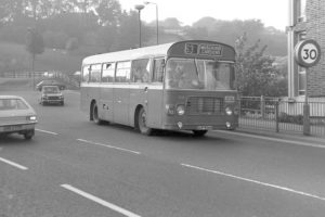 35mm Black and White Negative United Leyland National 1622 GUP906N at Durham in 1978