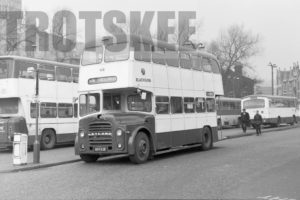 35mm Black and White Negative Blackburn  Class Leyland Titan 42 ABV42B at Blackburn in 1977