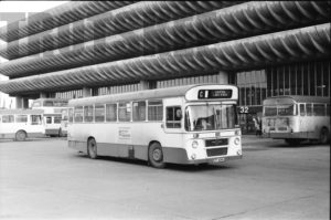 35mm Black and White Negative Preston  Class Leyland Panther 234 RTF424L at Preston in 1977