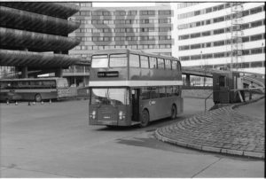 35mm Black and White Negative Ribble  Class Leyland Atlantean 1412 RFR412P at Preston in 1977