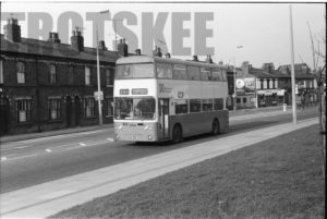 35mm Black and White Negative Merseyside  Class Leyland Atlantean 3015 CKC315L at Birkenhead in 1977