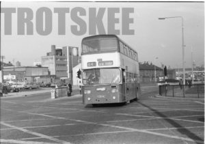 35mm Black and White Negative Merseyside  Class Leyland Atlantean 1537 GKA537M at Birkenhead in 1977