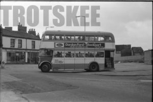 35mm Black and White Negative GMPTE  Class Leyland Titan 5825  at Hyde in 1977