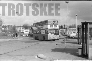 35mm Black and White Negative GMPTE  Class Scania BR111 1425 GNC277N at Ashton in 1977