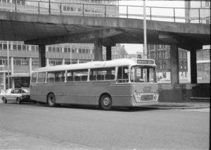 35mm Black and White Negative Ribble  Class Leyland Leopard 1067 NJA310G at Manchester in 1977