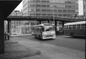 35mm Black and White Negative North Western  Class Leyland Leopard 268 KJA268F at Manchester in 1977