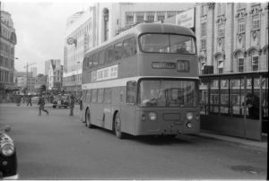 35mm Black and White Negative Crosville  Class Daimler Fleetline DDG316 JDB251F at Manchester in 1977