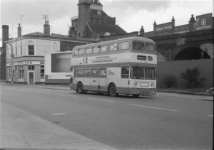 35mm Black and White Negative GMPTE  Class Leyland Atlantean 3143 MRJ297F at Manchester in 1977