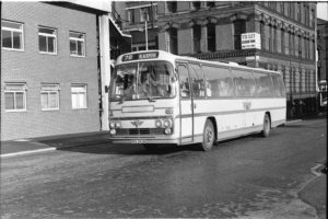 35mm Black and White Negative Yelloway  Class AEC Reliance 243N HVU243N at Manchester in 1977