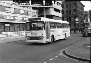 35mm Black and White Negative North Western  Class Leyland Leopard 268F KJA268F at Manchester in 1977