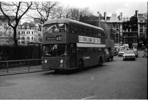 35mm Black and White Negative Crosville Daimler Fleetline DDG314 JDB249F at Manchester in 1977