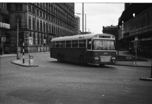 35mm Black and White Negative Ribble Leyland Leopard 875 ARN815C at Manchester in 1977