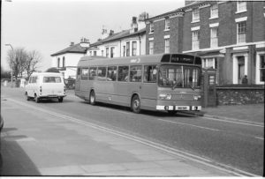 35mm Black and White Negative Ribble Leyland National 714 SCK714P at Southport in 1977