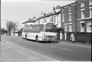 35mm Black and White Negative Ribble Leyland Leopard 1076 PCW676P at Southport in 1977