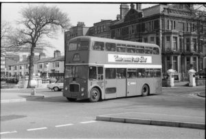 35mm Black and White Negative Ribble Leyland Titan 1839 TCK839 at Southport in 1977