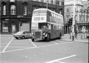 35mm Black and White Negative Huddersfield Daimler CVG6 115 DCX115B at Huddersfield in 1977