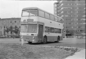 35mm Black and White Negative Metro Daimler Fleetline 4152 RVH452N at Huddersfield in 1977