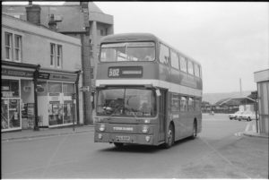 35mm Black and White Negative Yorkshire Leyland Atlantean 772 MUA869P at Huddersfield in 1977