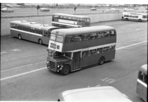 35mm Black and White Negative Huddersfield Daimler CVG6 4439 CCX439B at Huddersfield in 1977