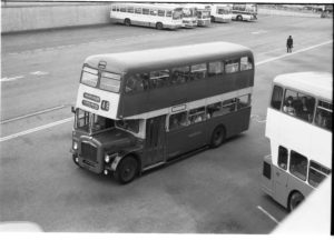 35mm Black and White Negative Huddersfield Daimler CVG6 4464 HVH464D at Huddersfield in 1977