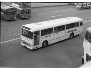 35mm Black and White Negative North Western Leyland Leopard N242 JDB242E at Huddersfield in 1977