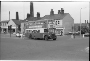 35mm Black and White Negative Huddersfield Daimler CVG6 4458 HVH458D at Huddersfield in 1977