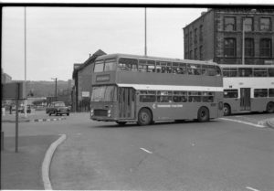 35mm Black and White Negative Yorkshire Traction Bristol VR 842 HWE842N at Huddersfield in 1977