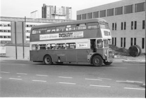 35mm Black and White Negative Huddersfield Daimler CVG6 113 DCX113B at Huddersfield in 1977