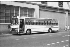 35mm Black and White Negative West Yorkshire Leyland Leopard 1058 MWW562P at Blackpool in 1977