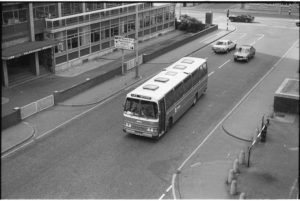 35mm Black and White Negative Ribble Leyland Leopard 1087 YFR487R at Manchester in 1978