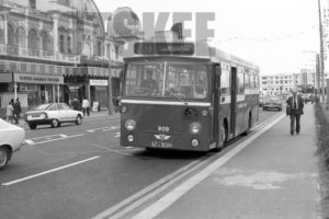 35mm Black and White Negative Lancaster City Council AEC Sw 909 UTJ909H at Morecambe in 1978