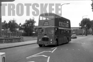 35mm Black and White Negative Ribble Leyland PD3/5 1817 TCK817 at Lancaster in 1978
