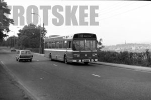 35mm Black and White Negative Trent Leyland National 11351/1R 422 GNU569N at New Mills in 1978