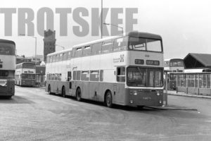 35mm Black and White Negative Merseyside Transport Daimler CRG6LXB 3038 CKC338L at Woodside in 1978