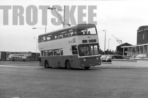 35mm Black and White Negative Merseyside Transport Daimler CRG6LXB 3040 CKC340L at Woodside in 1978