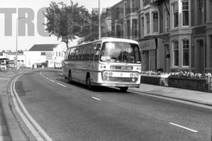35mm Black and White Negative Ribble Leyland PSU3A/4R  HRN957G at Morecambe in 1978