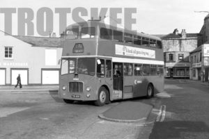 35mm Black and White Negative Ribble Leyland PD3/5 1850 TCK850 at Lancaster in 1978