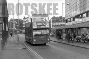 35mm Black and White Negative London Transport Leyland FE30ALR 2278 THX278S at Hammersmith in 1978