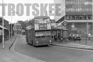 35mm Black and White Negative London Transport Daimler CRL6 1519 THM519M at Hammersmith in 1978